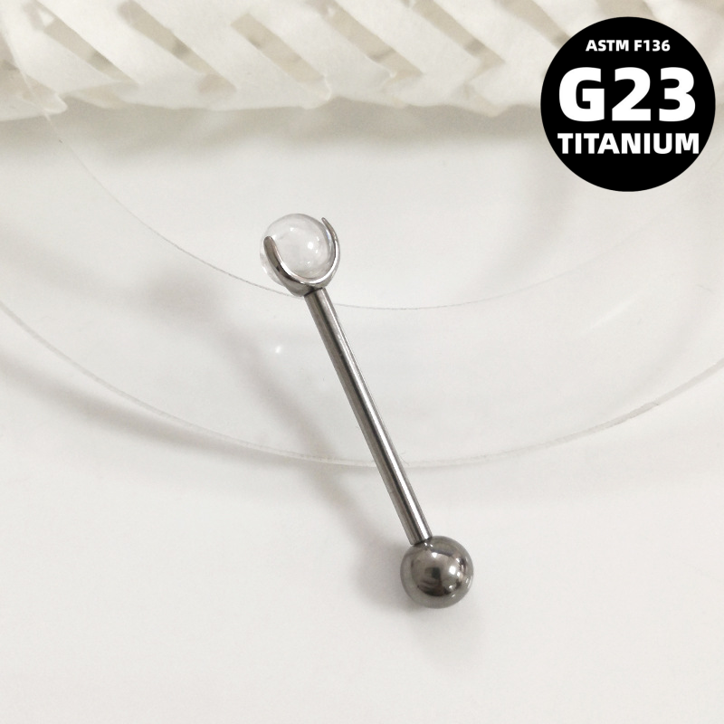 G23 Titanium Clear Glass Ball Piercing for Tongue, Lip & Ear