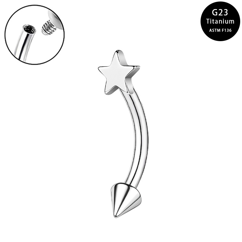 G23 Titanium 16G Celestial Internally Threaded Star & Spike or Heart Belly Button Ring