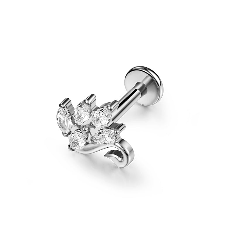 G23 Titanium 16G Internally Threaded Swan Gem CZ Gold PVD Flat Back Stud