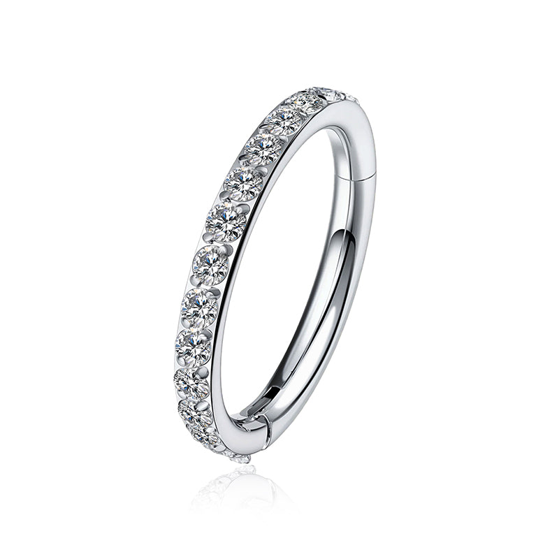 G23 Titanium 18K Gold PVD CZ Inlay Seamless Open Spiral Hoop Ring