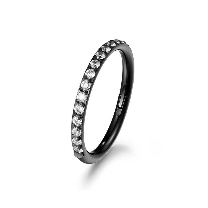 G23 Titanium 18K Gold PVD CZ Inlay Seamless Open Spiral Hoop Ring