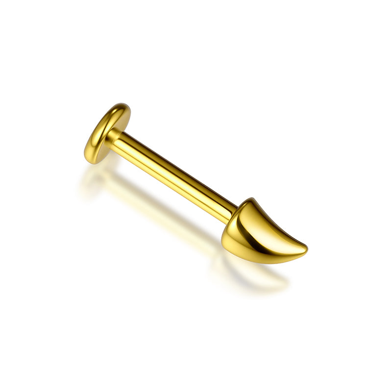 G23 Titanium 18K Gold PVD 16G Internally Threaded Spike Flat Back Stud