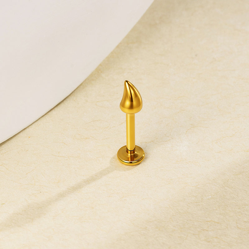 G23 Titanium 18K Gold PVD 16G Internally Threaded Spike Flat Back Stud