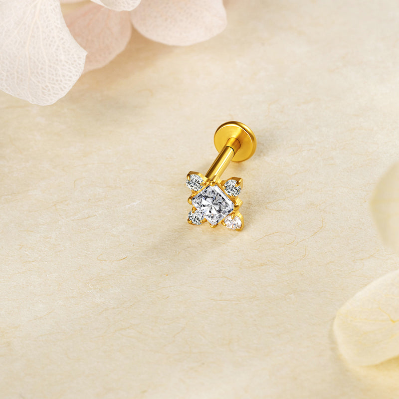 G23 Titanium 16G Internally Threaded Minimalist Hollow Heart Gold PVD Flat Back Stud（副本）