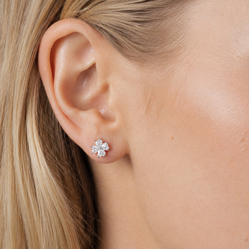 G23 Titanium 16G Internally Threaded Glam Heart Cut Green Clear Purple CZ Four Leaf Clover Gold PVD Flat Back Stud