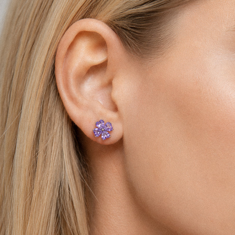 G23 Titanium 16G Internally Threaded Glam Heart Cut Green Clear Purple CZ Four Leaf Clover Gold PVD Flat Back Stud