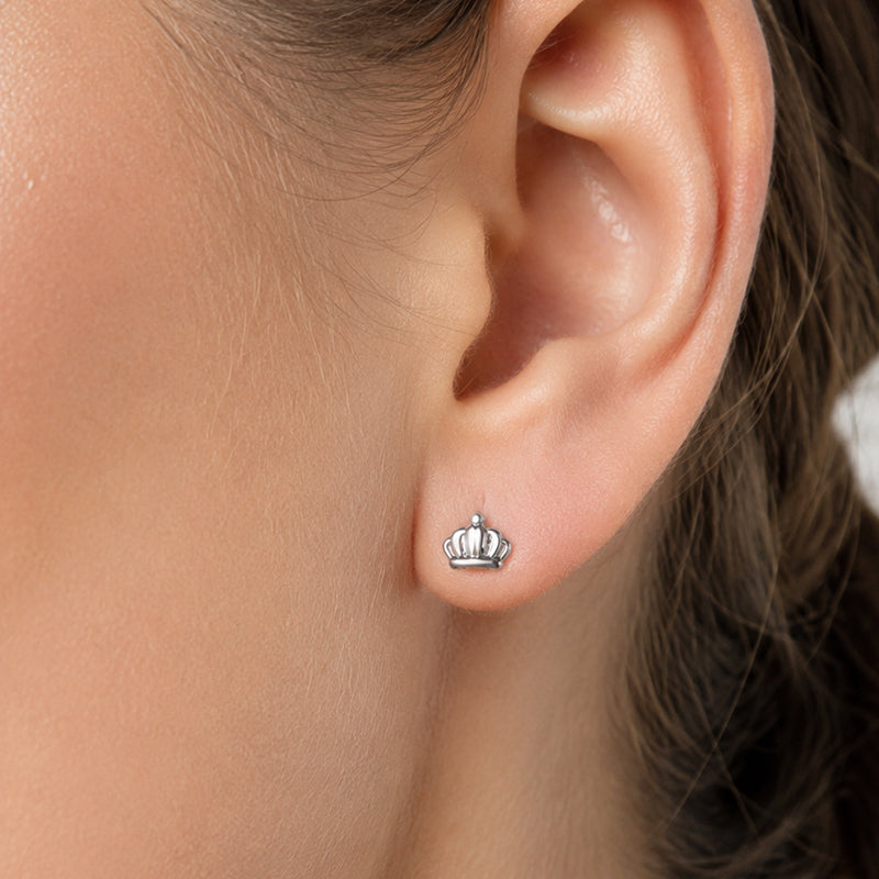 G23 Titanium 18K Gold PVD 16G Internally Threaded Royal Crown Flat Back Stud