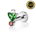 G23 Titanium 16G Internally Threaded High Polish Festive Christmas Tree Silver Flat Back Stud