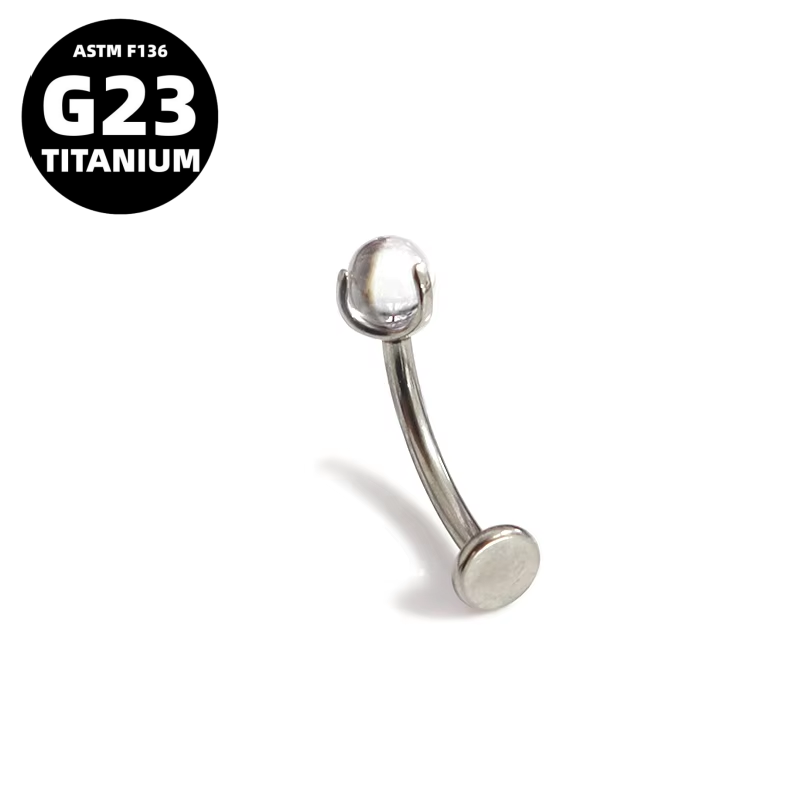 G23 Titanium 16G Internally Threaded Dainty Cabochon Belly Button Ring