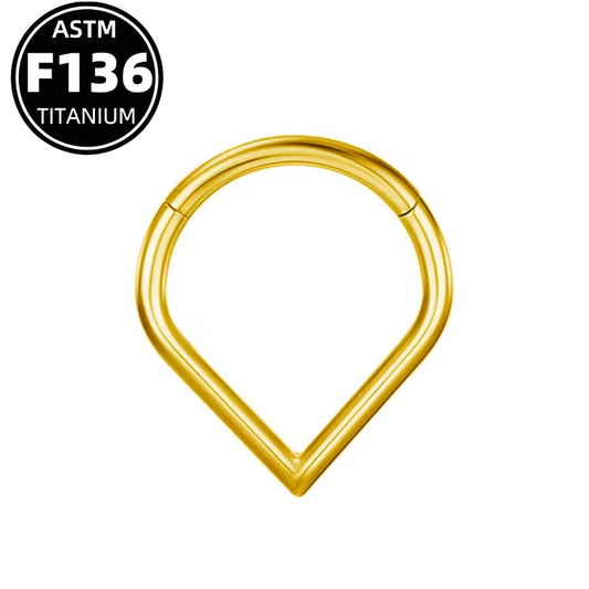 G23 Titanium 18K Gold PVD 16G Geometric Teardrop Clicker Hoop Ring