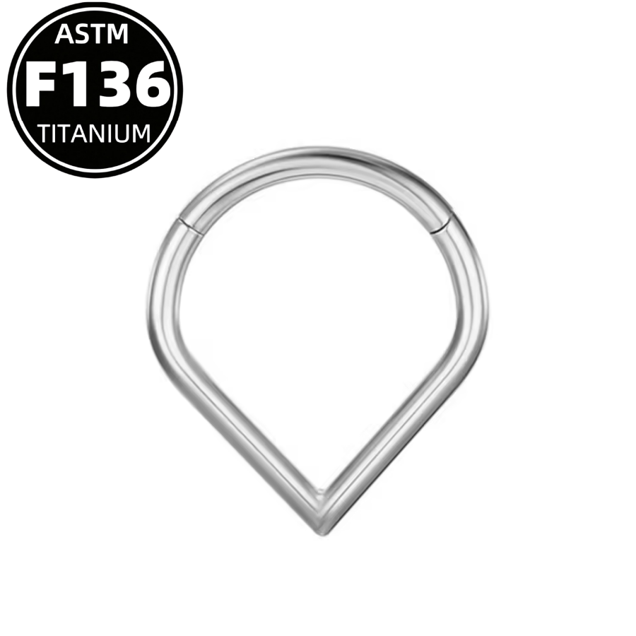 G23 Titanium 18K Gold PVD 16G Geometric Teardrop Clicker Hoop Ring