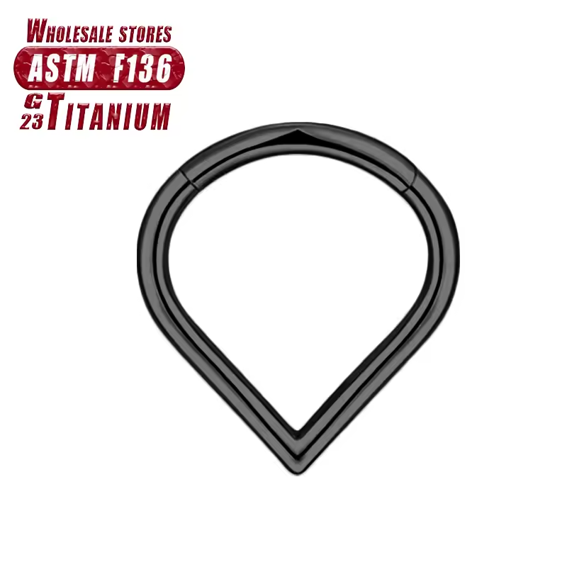 G23 Titanium 18K Gold PVD 16G Geometric Teardrop Clicker Hoop Ring