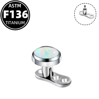 G23 Titanium 16G Internally Threaded Bezel Opal Dermal Anchor
