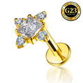 G23 Titanium 16G Internally Threaded Minimalist Hollow Heart Gold PVD Flat Back Stud（副本）