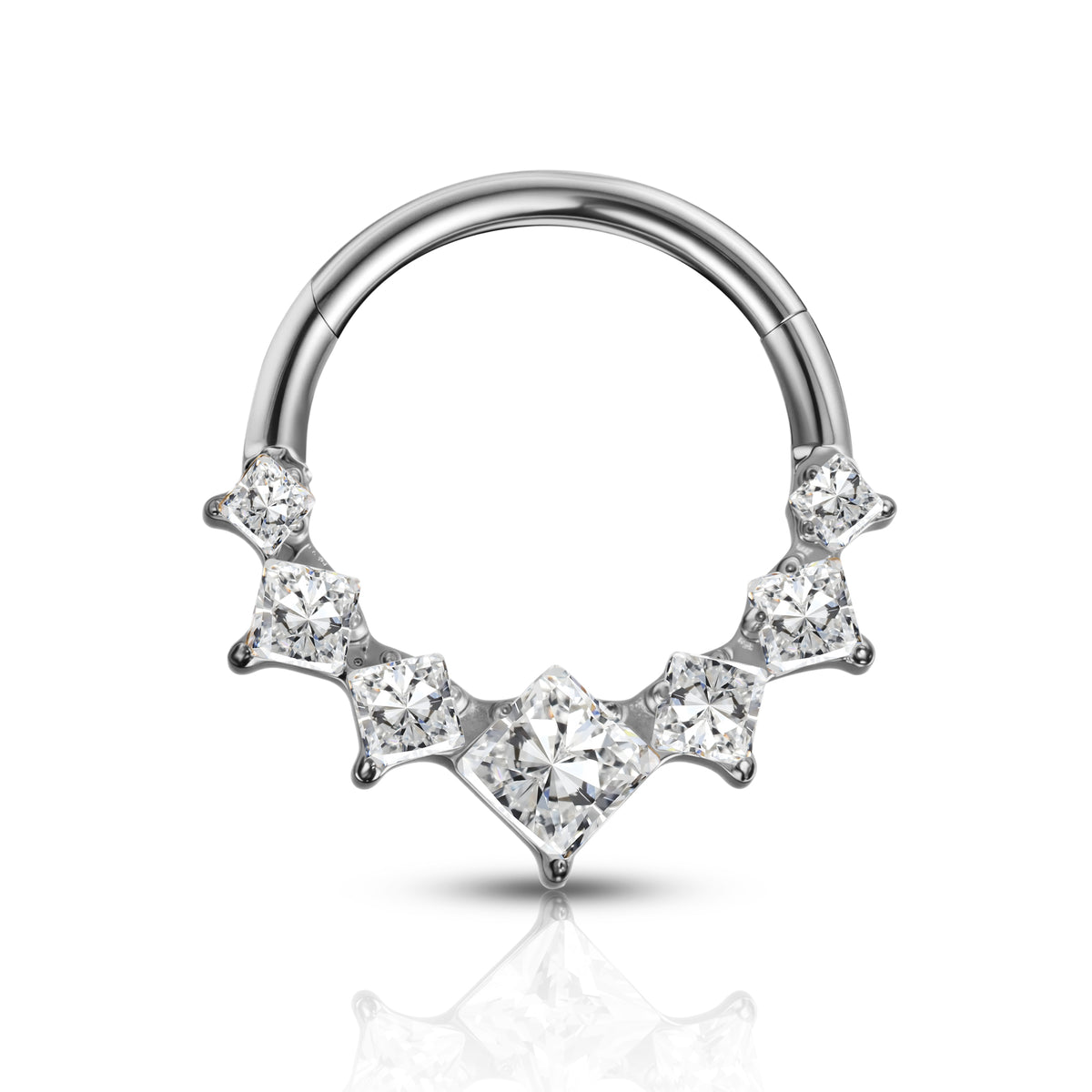 G23 Titanium 16G Geometric Cluster 18K Gold PVD CZ Clicker Hoop Ring