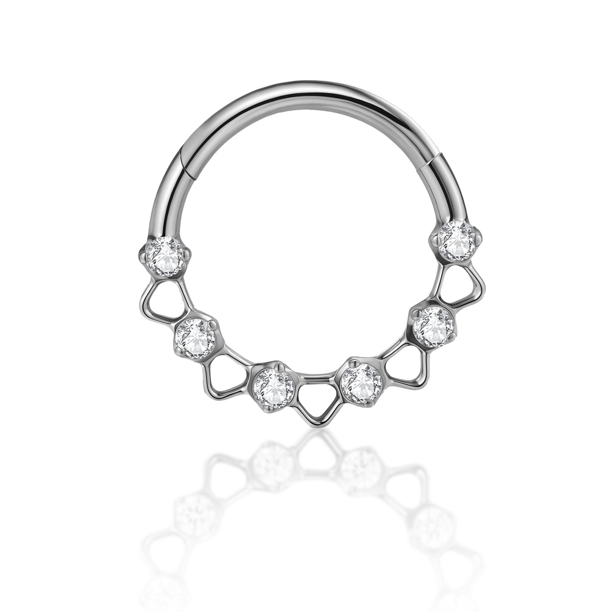 G23 Titanium 16G Geometric 18K Gold PVD CZ Clicker Hoop Ring