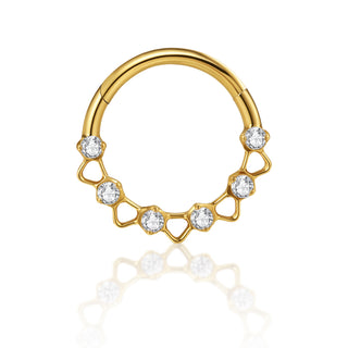 G23 Titanium 16G Geometric 18K Gold PVD CZ Clicker Hoop Ring