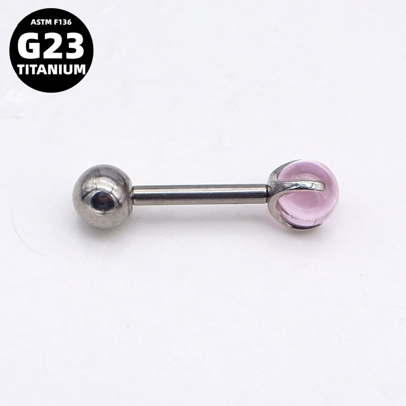 G23 Titanium Clear Glass Ball Piercing for Tongue, Lip & Ear