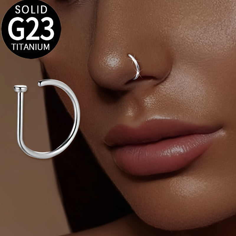 G23 Titanium 20G D Shape Open Nose Hoop Ring