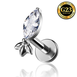 G23 Titanium 16G Internally Threaded High Polish Elegant Tulip Silver Flat Back Stud