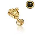 G23 Titanium 16G Internally Threaded Royal Crown Gold PVD Flat Back Stud