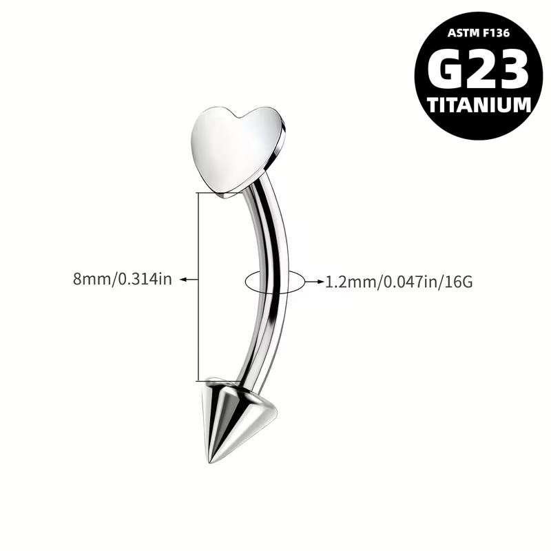 G23 Titanium 16G Celestial Internally Threaded Star & Spike or Heart Belly Button Ring
