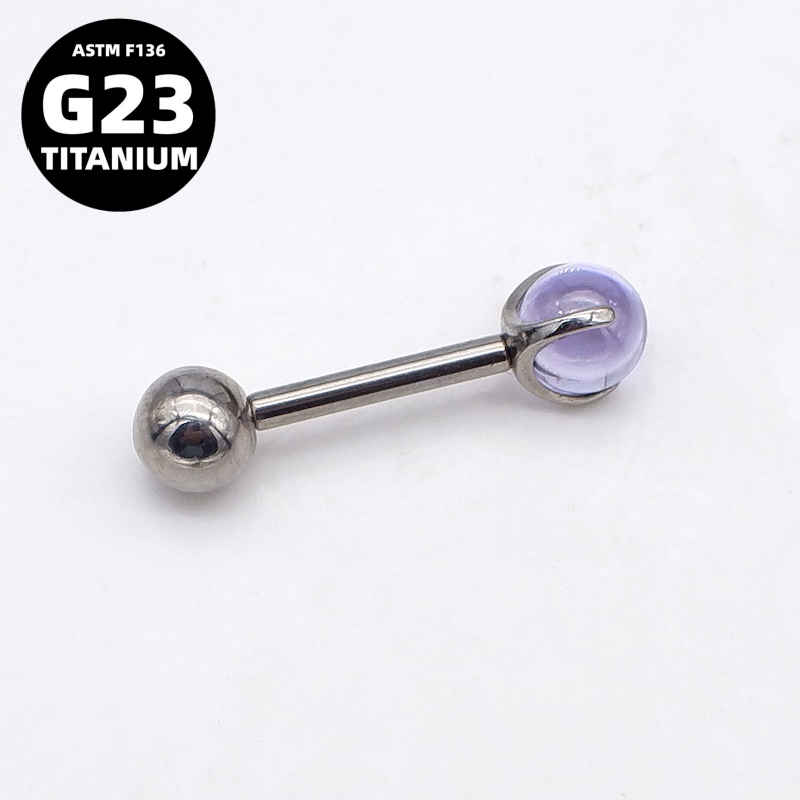 G23 Titanium Clear Glass Ball Piercing for Tongue, Lip & Ear