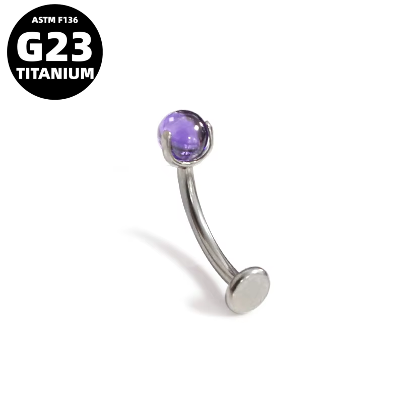 G23 Titanium Belly Button Ring Glass Gemstone Navel Piercing