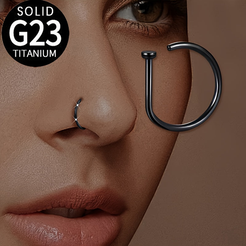 G23 Titanium 20G D Shape Open Nose Hoop Ring