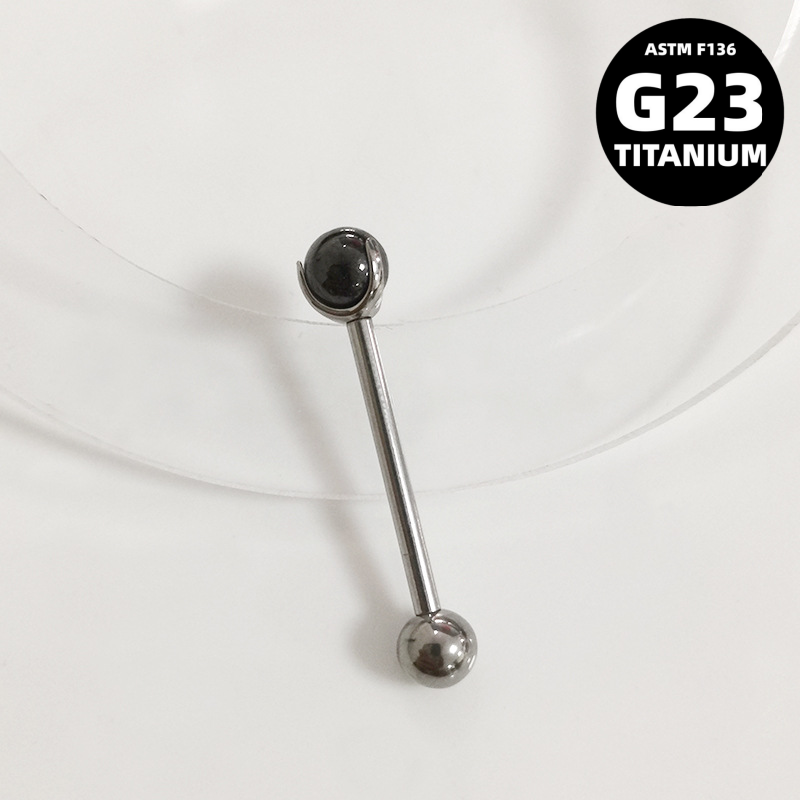 G23 Titanium Clear Glass Ball Piercing for Tongue, Lip & Ear