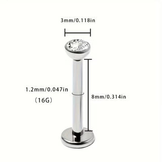 G23 Titanium alloy zirconia piercing studs for ear, nose and lip.