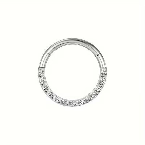 G23 Titanium 16G Elegant Half Pavé CZ Gold PVD Clicker Ring