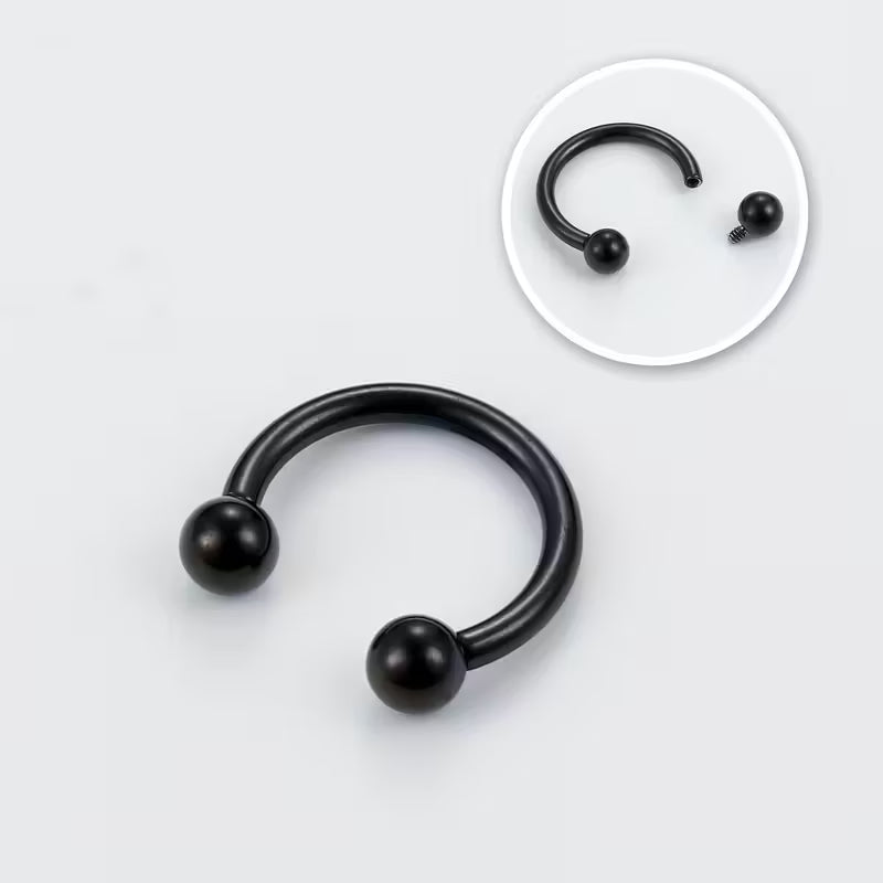 G23 Titanium 16G Classic Internally Threaded Black PVD Horseshoe Circular Barbell