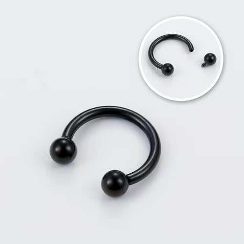 G23 Titanium 16G Classic Internally Threaded Black PVD Horseshoe Circular Barbell