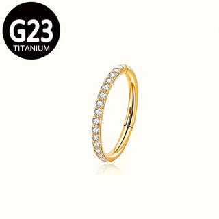 G23 Titanium 18K Gold PVD CZ Inlay Seamless Open Spiral Hoop Ring