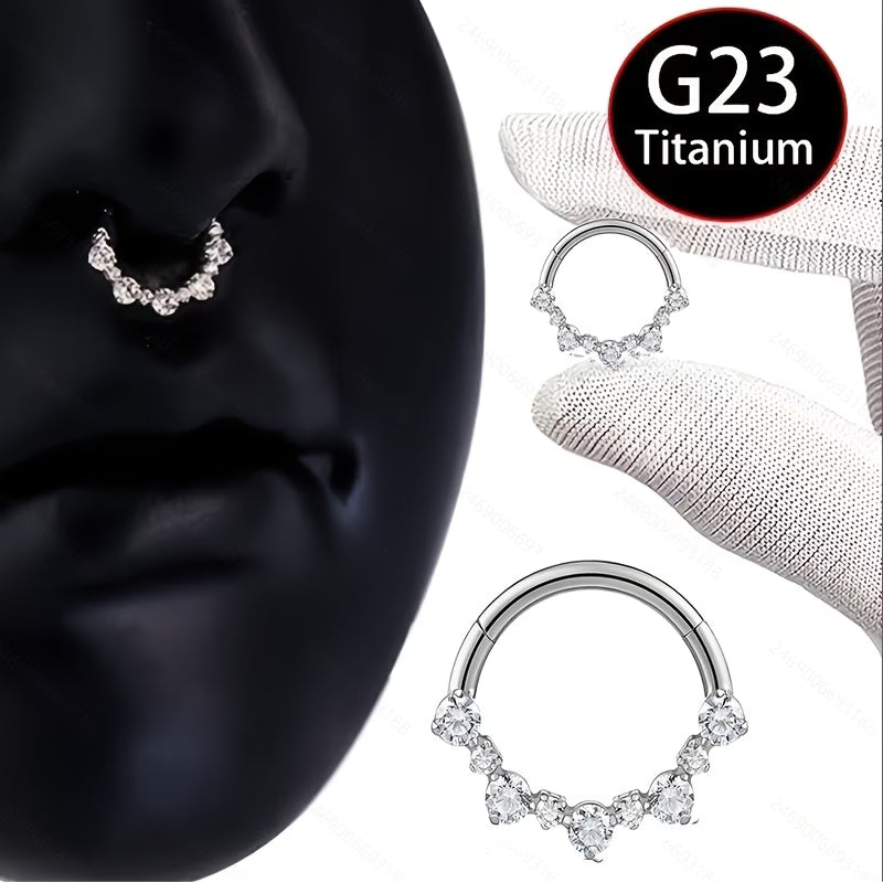 G23 Titanium 16G Hinged CZ Clicker Ring