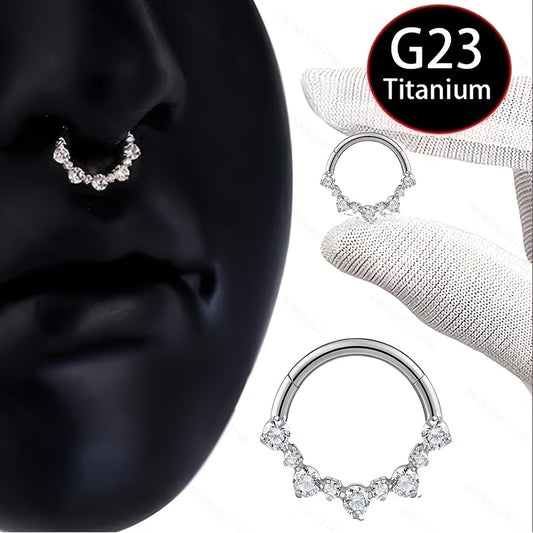 G23 Titanium 16G Hinged CZ Clicker Ring