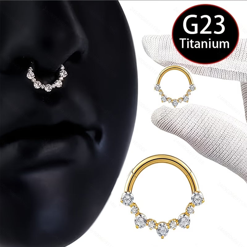 G23 Titanium 16G Hinged CZ Clicker Ring