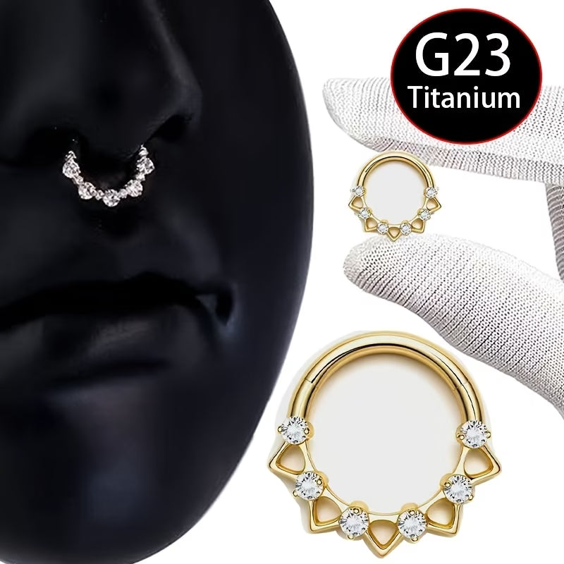 G23 Titanium 16G Hinged CZ Clicker Ring