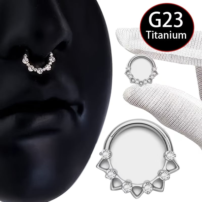 G23 Titanium 16G Hinged CZ Clicker Ring