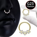 G23 Titanium 16G Hinged CZ [Element Shape] Gold PVD Clicker Ring