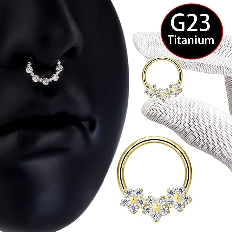 G23 Titanium 16G Hinged CZ Clicker Ring