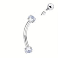 G23 Titanium Curved Eyebrow Lip Piercing, 5A CZ, Hypoallergenic