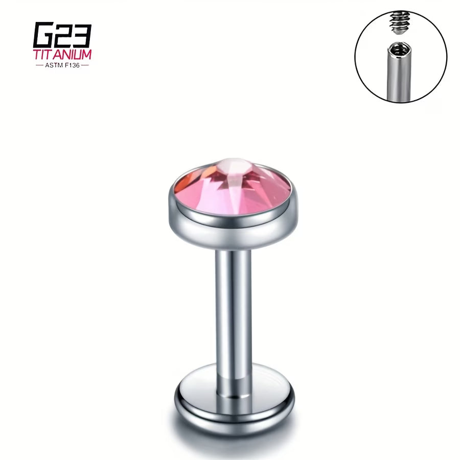 G23 Titanium 16G Internally Threaded Bezel CZ Gold PVD Flat Back Stud