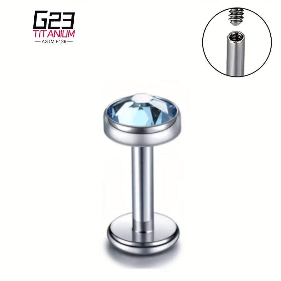 G23 Titanium 16G Internally Threaded Bezel CZ Gold PVD Flat Back Stud