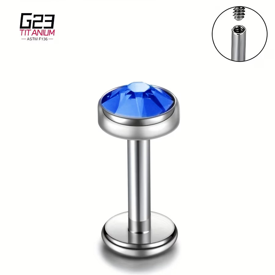 G23 Titanium 16G Internally Threaded Bezel CZ Gold PVD Flat Back Stud
