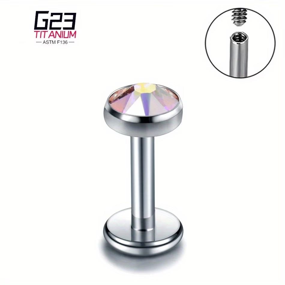 G23 Titanium 16G Internally Threaded Bezel CZ Gold PVD Flat Back Stud