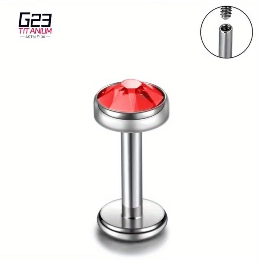 G23 Titanium 16G Internally Threaded Bezel CZ Flat Back Stud