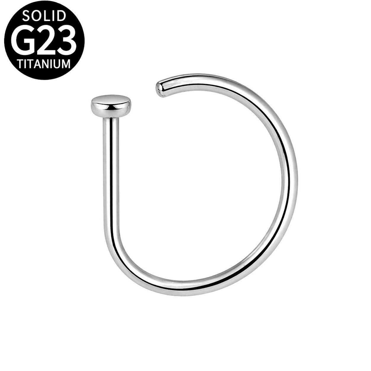 G23 Titanium 20G D Shape Open Nose Hoop Ring