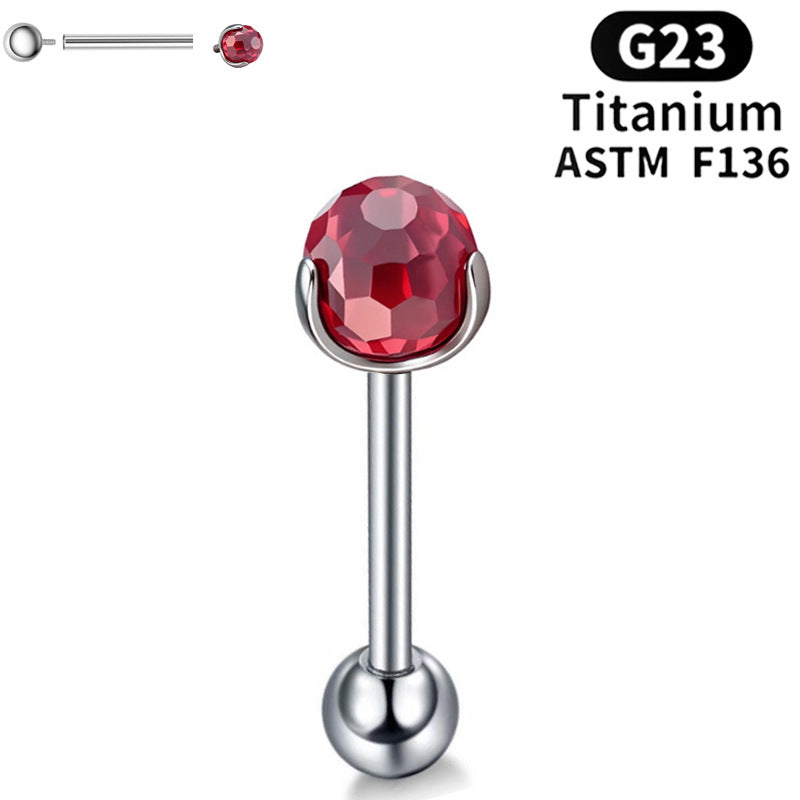 G23 Titanium 16G Internally Threaded Crystal Ball Flat Back Stud/Straight Barbell